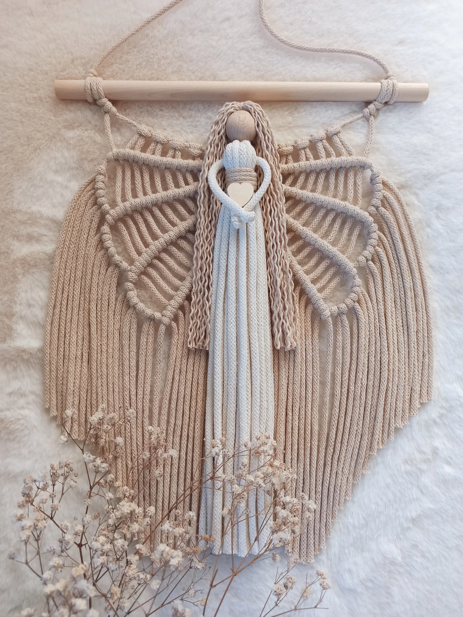 Makramowy Anioł pamiątka kolory